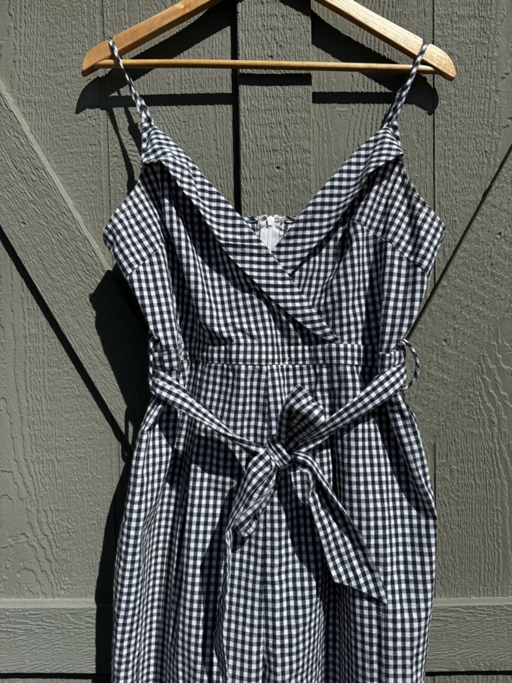 Bohme Black & White Gingham Sleeveless Wrap Dress with Tie Waist size M - Picture 2 of 7